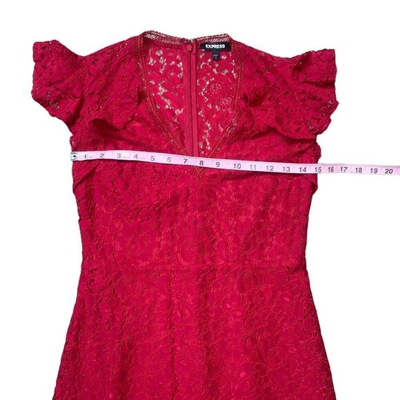 Express Red Lace Midi Dress - Picture 12 of 16